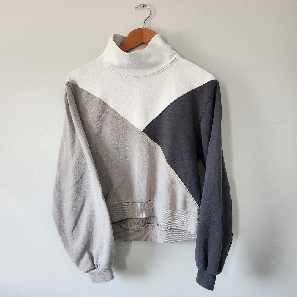 Abercrombie & Fitch Cropped Sweater Colour blocked High Collar Womens Small